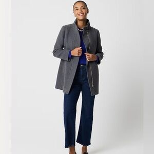 J. Crew Factory Wool Blend Petite City Coat with Button Neck. 0P. NWT